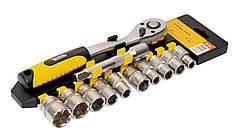 Набір насадок торцевих MASTERTOOL PROFI CrV 1/2" 10-24 мм подовжувач 125 мм тріскачка 72Т 12 шт 78-1212