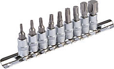 Набор насадок отверточных MASTERTOOL CRV 1/4" TORX 9 шт (Т10/15/20/27/30/40/45/50/60) 78-1400