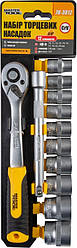 Набір насадок торцевих MASTERTOOL CrV 3/8" 10-24 мм подовжувач 150 мм тріскачка 72Т 12 шт 78-3812