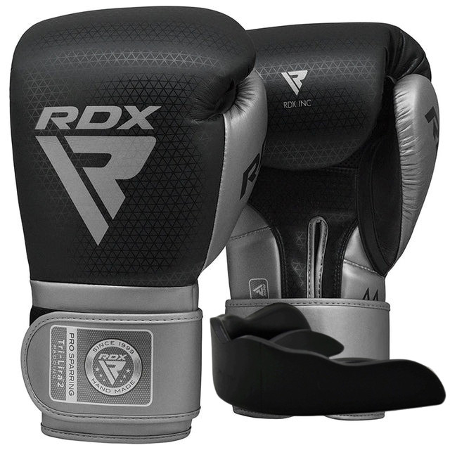 Боксерські рукавиці RDX MARK PRO SPARRING TRI LIRA 2 SILVER-14 унцій (капа в комплекті)