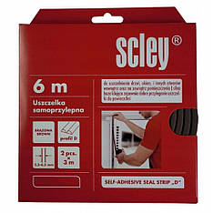 Ущільнювач самоклеючий Scley для вікон та дверей, профіль D, коричневий, 2 x 3 м від Latinta