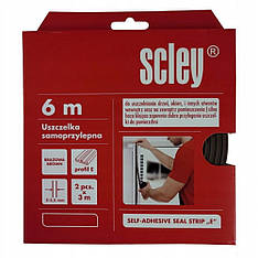 Ущільнювач самоклеючий Scley для вікон та дверей, профіль E, коричневий, 2 x 3 м від Latinta