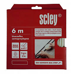 Ущільнювач самоклеючий Scley для вікон та дверей, профіль P, білий, 2 x 3 м