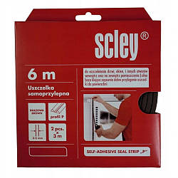 Ущільнювач самоклеючий Scley для вікон та дверей, профіль P, коричневий, 2 x 3 м