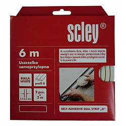 Ущільнювач самоклеючий Scley для вікон та дверей, профіль D, білий, 2 x 3 м