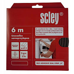 Ущільнювач самоклеючий Scley для вікон та дверей, профіль D, коричневий, 2 x 3 м