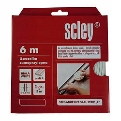 Ущільнювач самоклеючий Scley для вікон та дверей, профіль E, білий, 2 x 3 м
