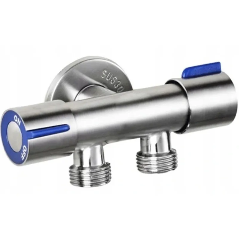 Кран для під'єднання сантехприладів Mixxus VAL-11-1/2x1/2x1/2 з неіржавкої сталі SUS304 (синій) (