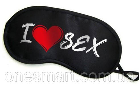 Маска для сну I Love Sex чорна з виїмкою для носа захист від світла зручна для відпочинку, фото 1