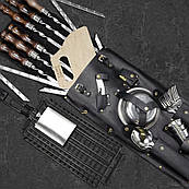 Подарункові дерев'яні шампури для шашлику м'яса гриля та барбекю набори шампурів якісні на подарунок шампура в чохлі чоловікам