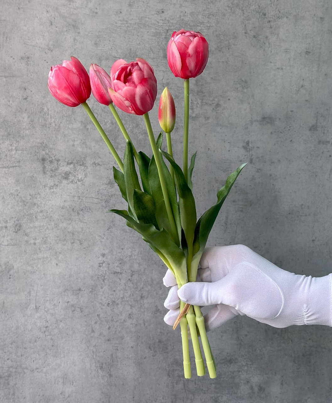 Красиві рожеві штучні тюльпани 5 шт інтер'єрні силіконові букети латексні декоративні квіти для подарунка декору інтер'єру будинку