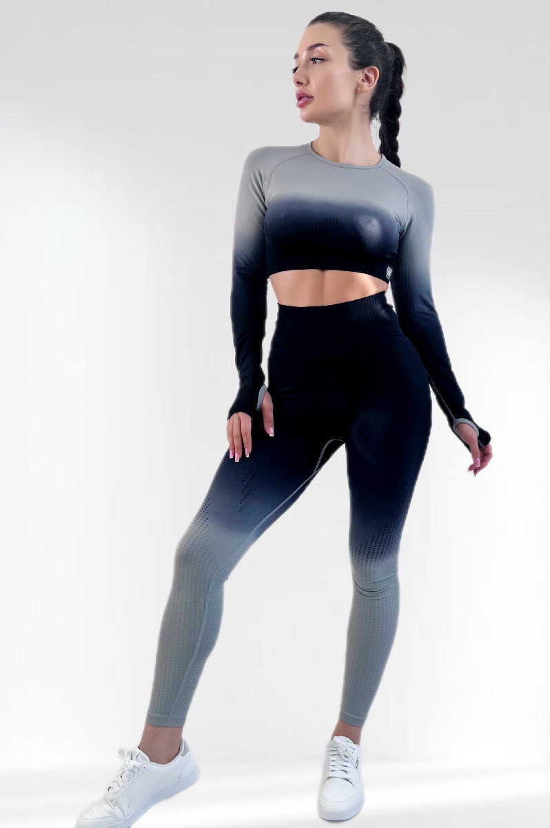 Костюм для фітнесу жіночий LILAFIT Сірий з чорним M (LFS000035)