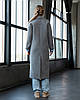 Зимове довге жіноче пальто вільного крою з кашеміру сірого кольору, фото 8