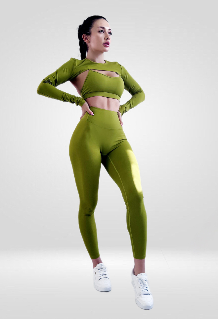 Костюм для фітнесу 3 в 1 жіночий LILAFIT Хакі M (LFS000098)