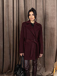 Вільне сучасне трендове демісезонне жіноче пальто піджак у кольорф марсала