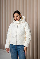 Куртка демісезонна cтьобана з капюшоном та двома кишенями універсальна модель КД-426 (весна) Nolvit