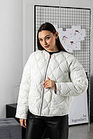 Куртка жіноча демісезонна стьобана стильна біла/чорна КД-0442 Nolvit