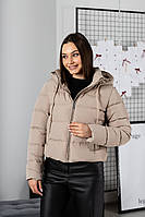 Куртка жіноча демісезонна бежева з капюшоном КД-436 Nolvit