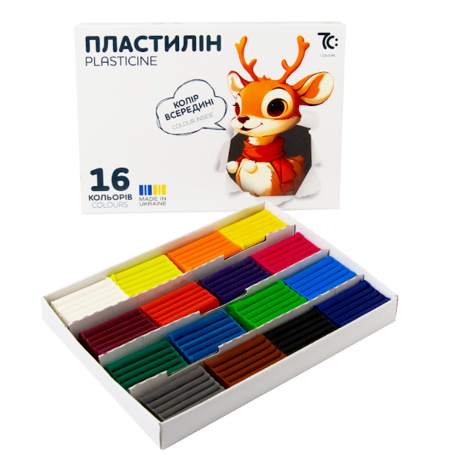 Пластилін 7С 16кол.128г, стек