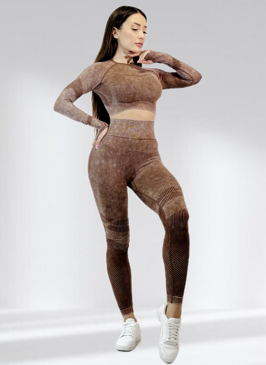 Костюм для фітнесу жіночий з утяжкою LILAFIT Коричневий L (LFS000114)