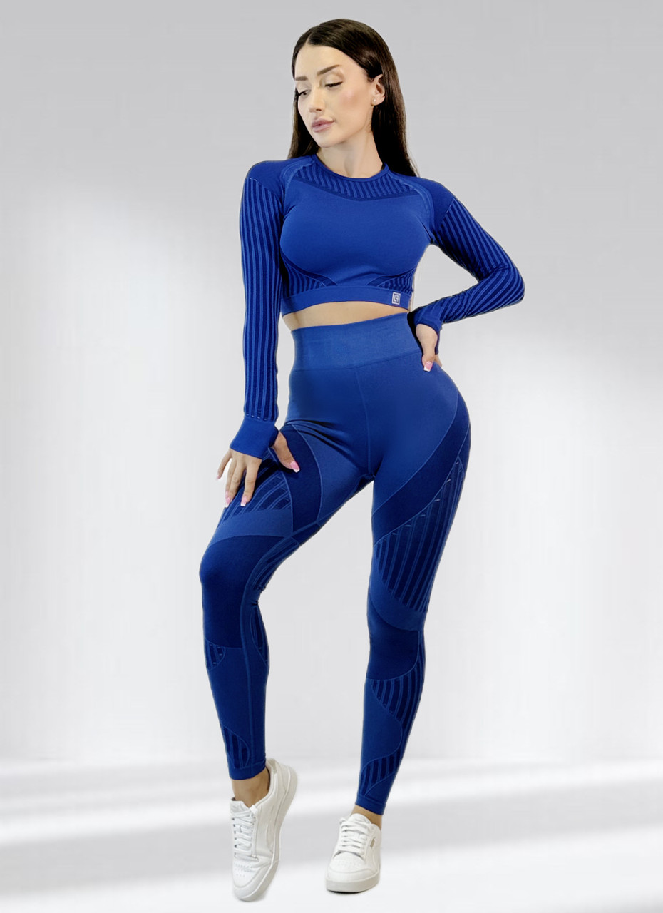 Костюм для фітнесу жіночий лосини та топ LILAFIT Синій M (LFS000124)