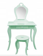 Туалетний столик Chomik ELSA з дзеркалом + стілець бірюзовий