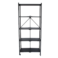 Стелаж на 5 полиць металевий складаний на колесах чорний