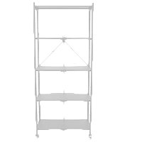 Стелаж на 5 полиць металевий складаний на колесах білий