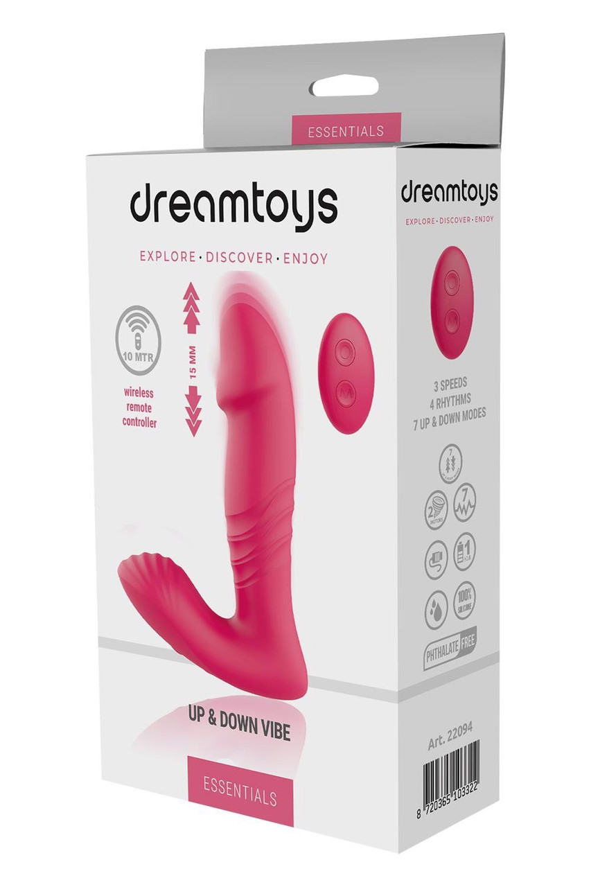 Фрикційний анально-вагінальний вібратор з пультом ДК Dream Toys Essentials Pink