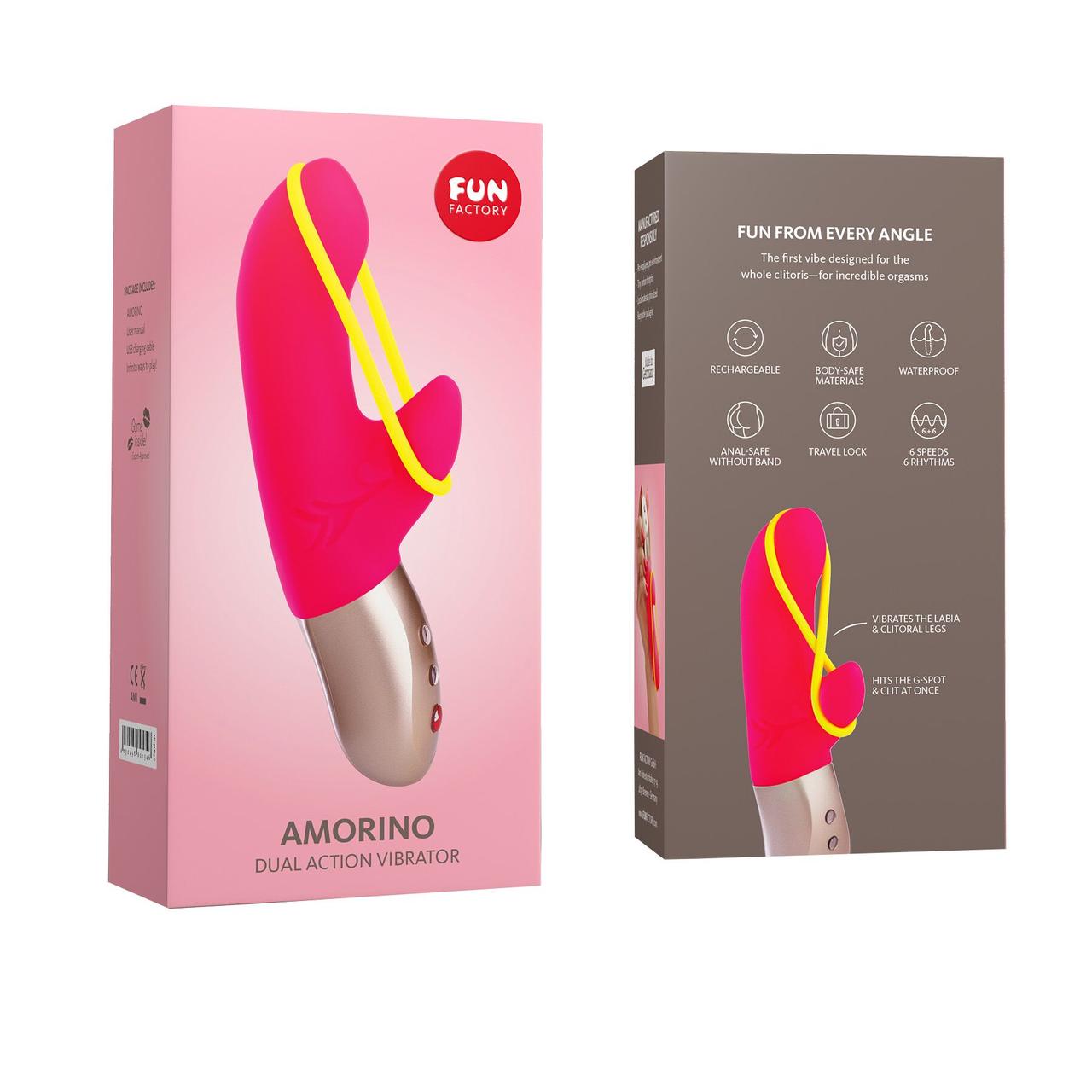 Невеликий вібратор-кролик Fun Factory Amorino pink/neon yellow