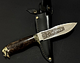 Подарунковий мисливський ніж з гравіюванням "Вікінг" в піхвах з натуральної шкіри ручна робота, фото 2