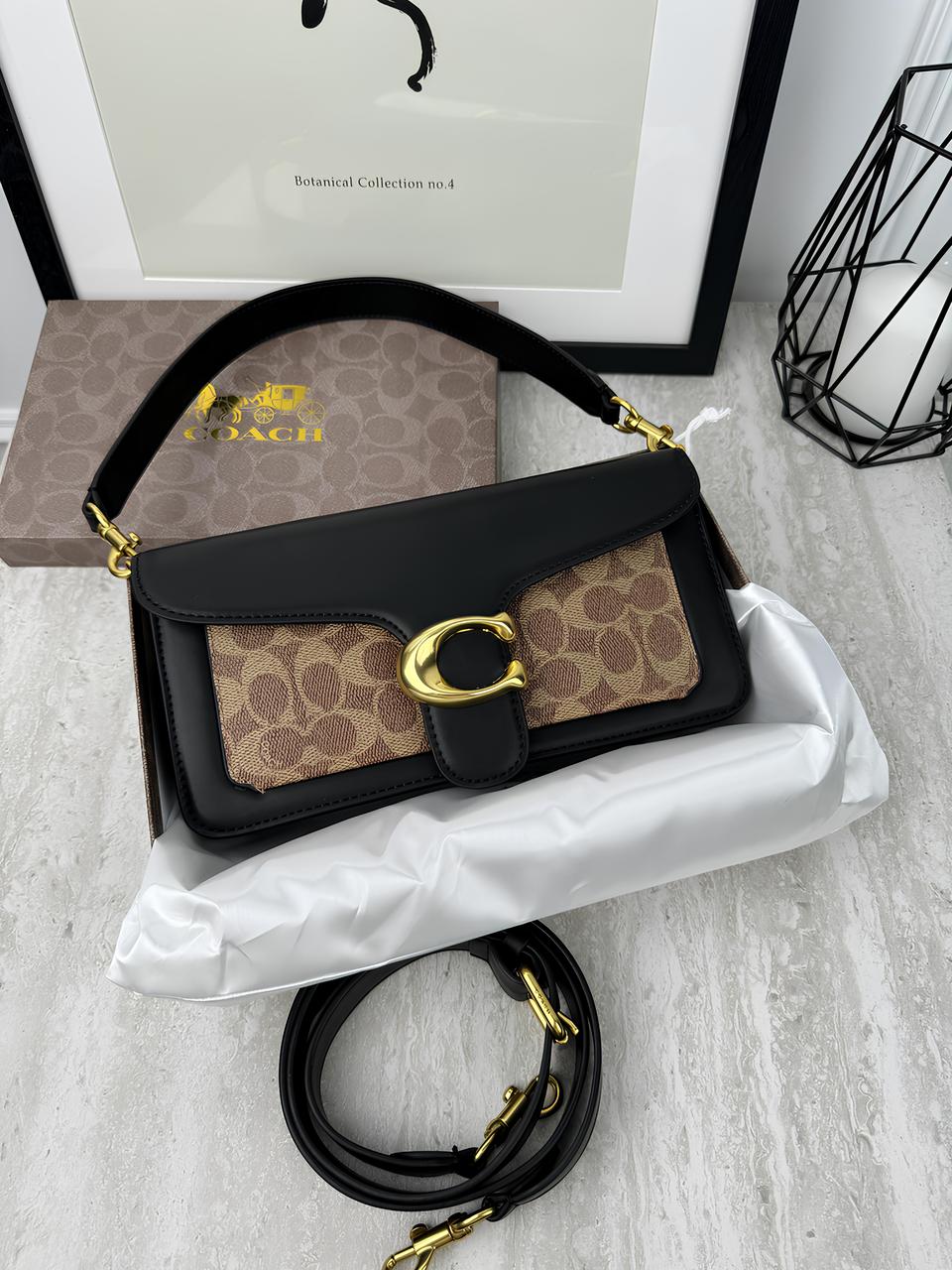 Сумка Coach Tabby Black чорно-бежевий гладкий, фото 1