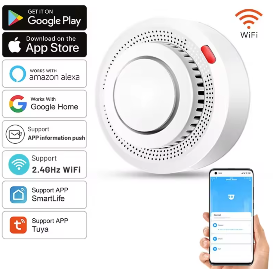 Датчик диму WiFi Tuya Smart Life датчик пожежної сигналізації з сиреною 85 дБ детектор диму