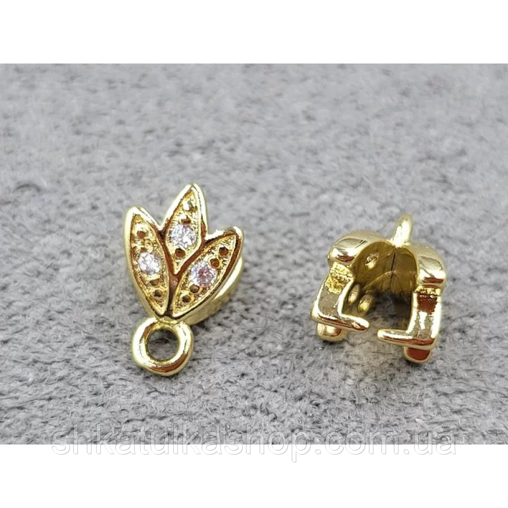 Тримач для намистин 6*9мм, колір лимонне золото, гіпоалергенний сплав, фото 1