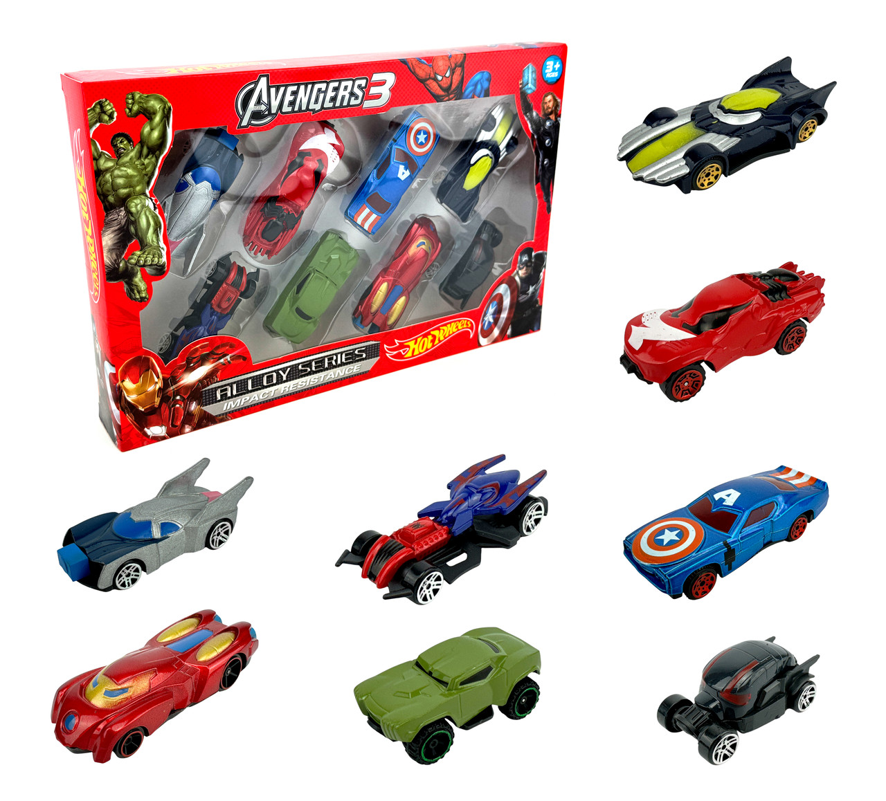 Ігровий набір машинок Хотвілс Месники Hot Wheel " Герої Marvel і DC " (8 штук) 324-014