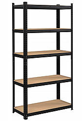 Стелаж металевий 180x90x30 5 полиць чорний на склад, балконя. для дома, лоджії, в гараж