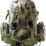 Рюкзак тактичний Milcraft 50L з системою MOLLE забарвлення A-TACS з підсумками, що відстібаються, фото 4