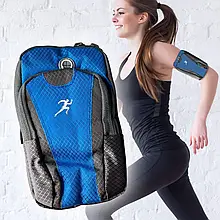 Сумка-чохол на руку для бігу з двома відділеннями, Сіро-синій (GAZ)