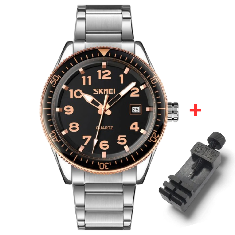 Чоловічий кварцовий годинник з датою Skmei 9232SRGBK Rose Gold-Black