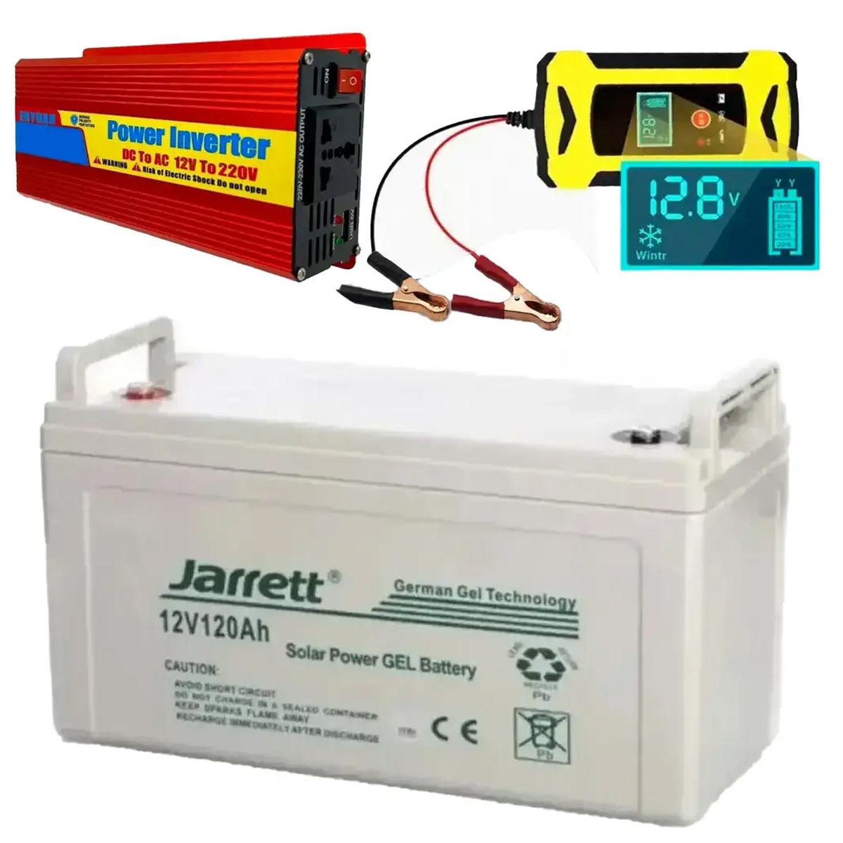Набір Гелевий акумулятор 12 V 120 Ah + Перетворювач 2000 W + Зарядний пристрій 12 V 6 А