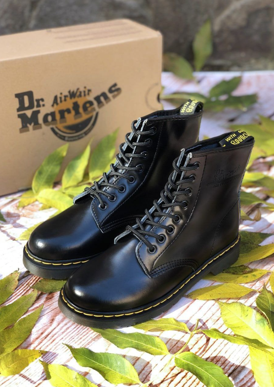 Чоловічі жіночі черевики Dr. Martens Black 1460 взуття Доктор Мартінс чорні демісезонні шкіряні берці