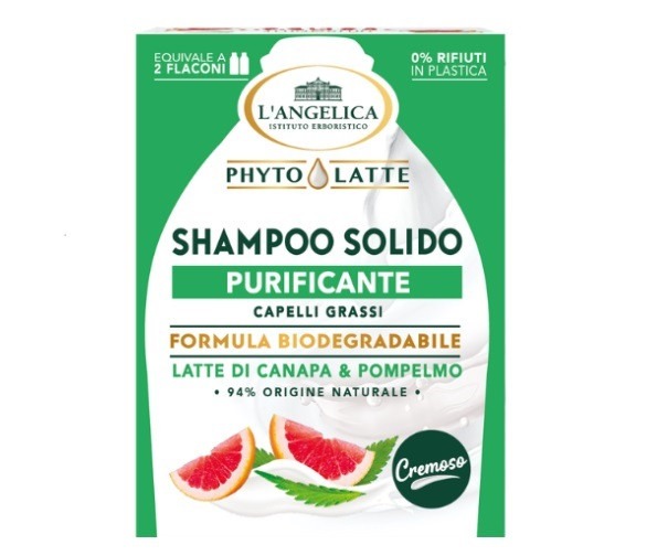 Твердий шампунь очищуючий L'angelica PhytoLatte Конопляне молоко і грейпфрут 60 г, фото 1