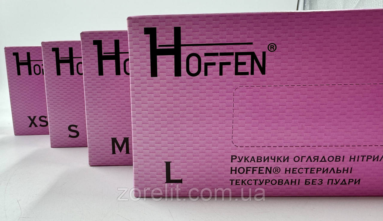 Рукавички нітрилові Hoffen Pink, 100 шт/уп, фото 1