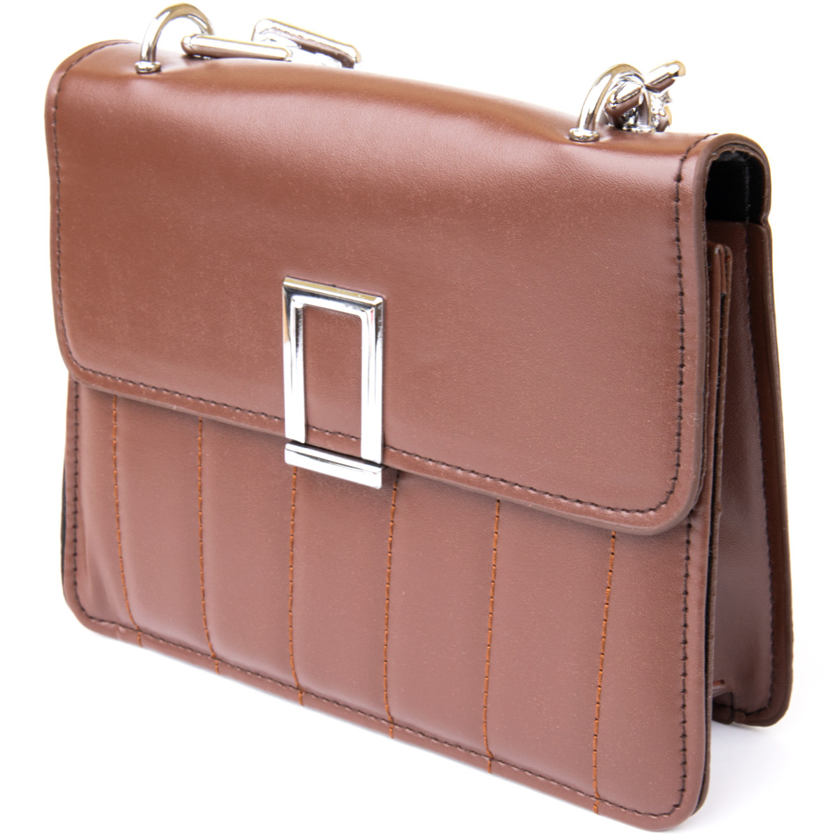 Горизонтальна сумка зі шкірозамінника Vintage sale_14907 Коричнева