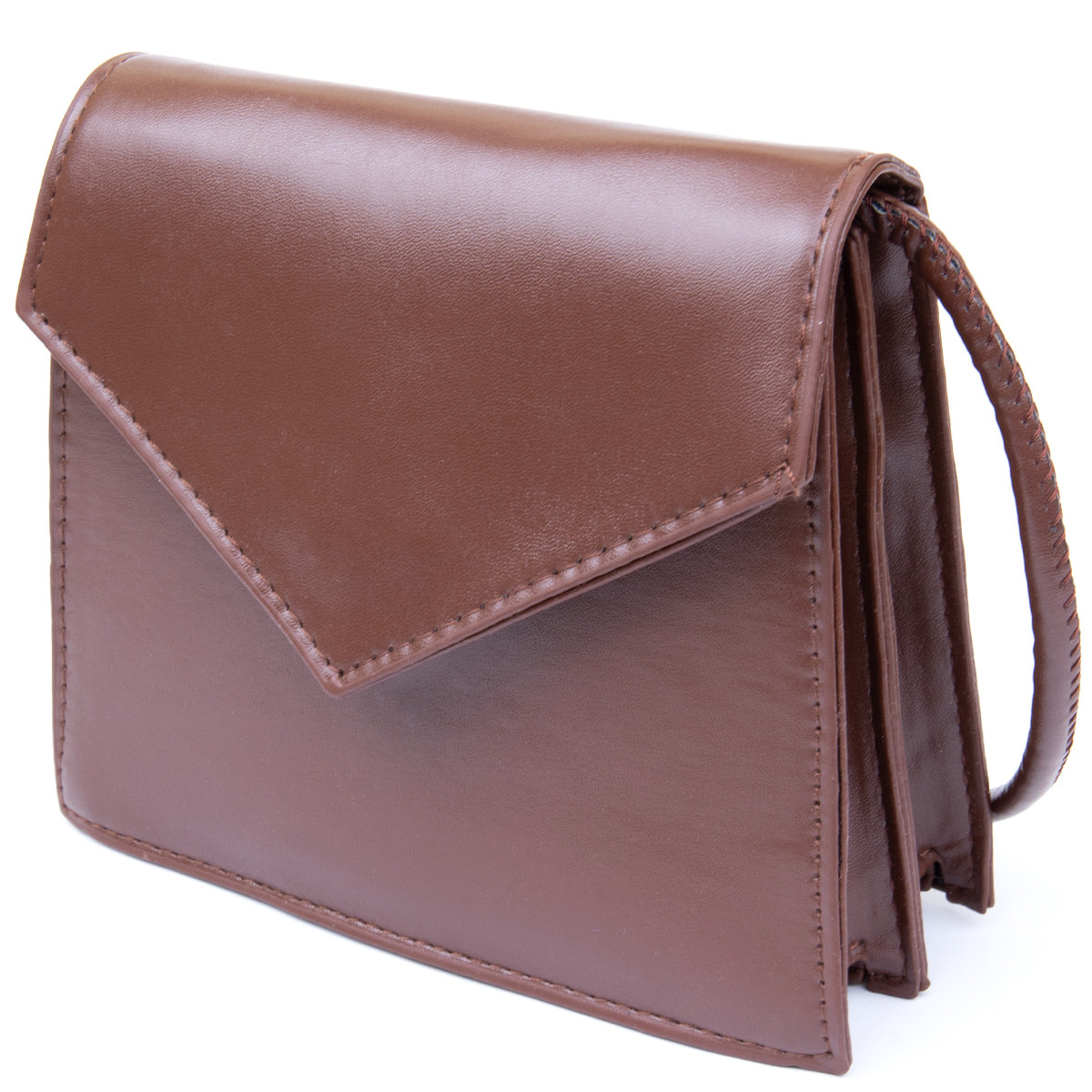 Горизонтальна сумка з лініями зі шкірозамінника Vintage sale_14933 Коричнева