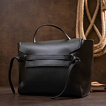 Сумка з клапаном із шкірзамінника Vintage sale_14949 Чорна, фото 4