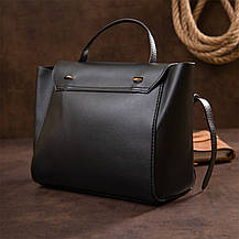 Сумка з клапаном із шкірзамінника Vintage sale_14949 Чорна, фото 5