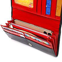 Місткий гаманець для жінок з натуральної гладкої шкіри CANPELLINI 21611 Чорний, фото 4