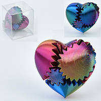 Гра м'яч/куля, серце, 7см, 3D*печать, сфера з шестернями, антистрес, головоломка, мікс кольорів, в