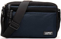 Сумка чоловіча на три блискавки змійки тканинна на плече середня синя дві кишені 21х27х11 см Lanpad 15029